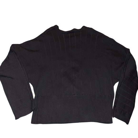 Chic Black Deep V-Neck Pullover Sweater with Ribbed Design, NWOT - Picture 5 of 5